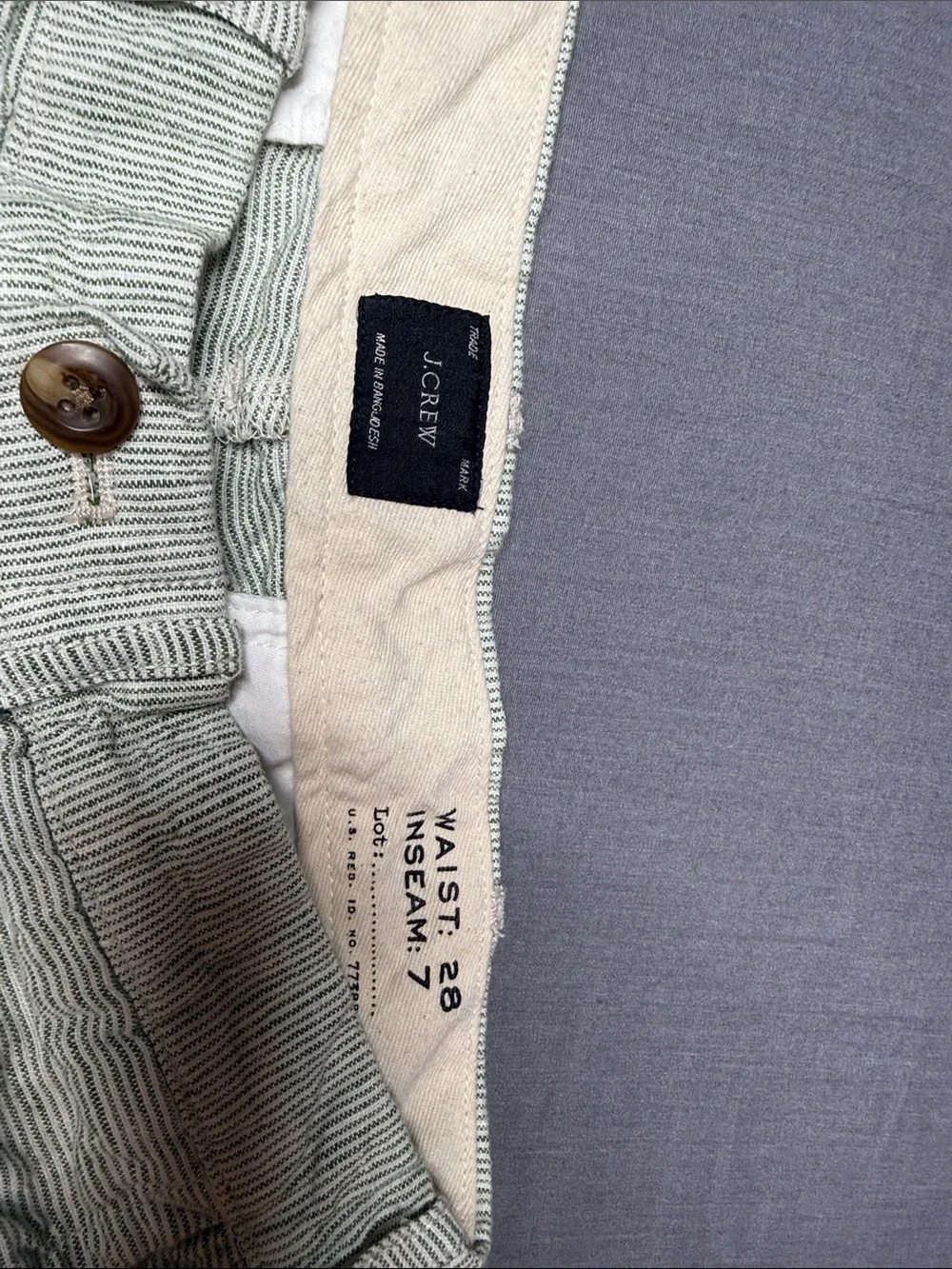 J. Crew Pale Green Striped Men’s Flat-Front Shorts